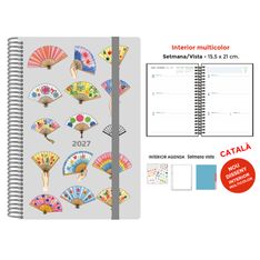 Agenda anual Senfort 2027 semana vista y tapa dura Abanicos – 15,5 x 21 cm – en catalán
