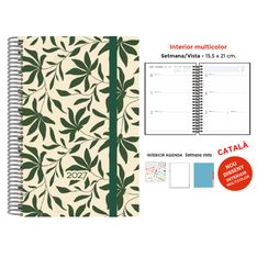 Agenda anual Senfort 2027 semana vista y tapa dura Hojas verde – 15,5 x 21 cm – en catalán