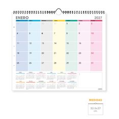 Calendario anual Senfort 2027 de pared Multicolor – 32,5 x 27 cm