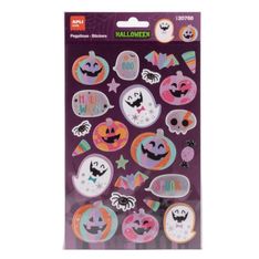 APLI Halloween - 24 autocollants - Citrouilles roses et personnages