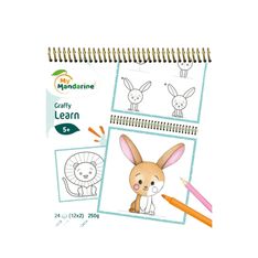 Kit artisanal : My Mandarine Graffy Learn - Carnet de dessin 24 feuilles - 20 x 25,5 cm - Bébés animaux