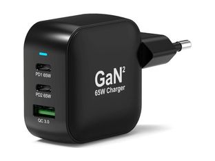 PORT Connect - Adaptateur secteur - GaN II, avec câble de 2 m - 65 W - 3 connecteurs de sortie (2 x USB-C, USB type A) - sur le câble : USB-C - Europe
