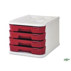 Modulo de 4 cajones opacos montados rojo