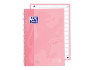 Oxford European Book 1 - Cahier de notes - reliure à spirale - A4 Plus - 80 feuilles / 160 pages - ligné - rose pastel - carton plastifié
