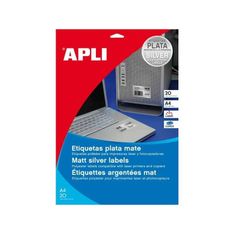 Etiquetas adhesivas plata mate 63.5x29.6 20 hojas