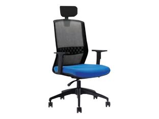Fauteuil de bureau SCOTT NOIR - Accoudoirs réglables - appuie tête réglable - bleu