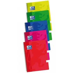 Oxford pack 5 cuadernos espiral folio 80 hojas 4x4 colores vivos