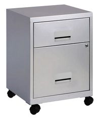 Caisson mobile en métal - L40 x H51,2 x P40 cm - 2 tiroirs dont 1DS - alu