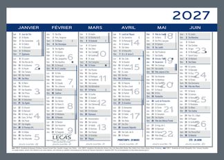 Calendrier LECAS -2 Couleurs- 17,5x13,5 - 1 année sur 2 faces
