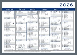 Calendrier LECAS -2 Couleurs- 17,5x13,5 - 1 année sur 2 faces 
