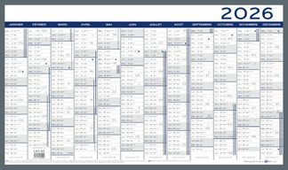 Calendrier LECAS - 2 Couleurs -  65x43 - 1 année sur 2 faces 