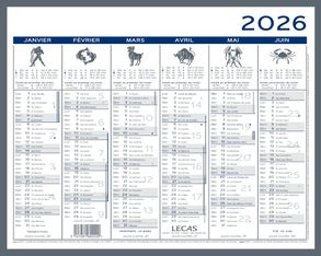 Calendrier LECAS - 2 Couleurs-  42x32 - 1 année sur 2 faces 