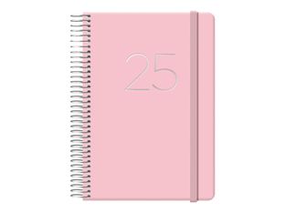 Dohe Gloss - Agenda - 2025 - página de día - encuadernado de alambre - 125 x 180 mm - 336 páginas - white offset paper - tapa rosa - cartón cubierto de papel