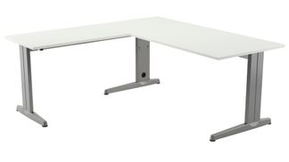 Ala para mesa de oficina serie metal ajustable en altura 100x60 aluminio  blanco -prec