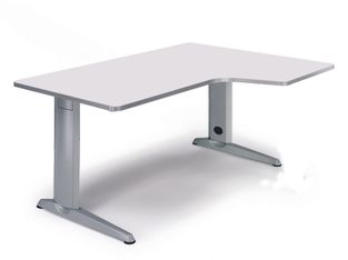 Mesa de oficina ajustable en altura serie metal con forma l derecha 180x120 aluminio -