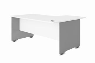 Mesa de oficina serie work con forma de l derecha 180x120 aluminio-blanco