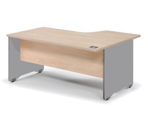 Mesa de oficina serie work con forma de l izquierda 180x120 aluminio-haya