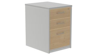 Cajonera buck 2 cajones + carpetero laterales aluminio  techo + frente roble