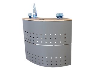 Rocada Welcome - Componente de escritorio de recepción - cuarto de círculo - verde haya - gris, RAL 9006 base