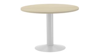 Mesa de reuniones redonda 100cm de diametro altura 72cm color: pata metalica blanca  t