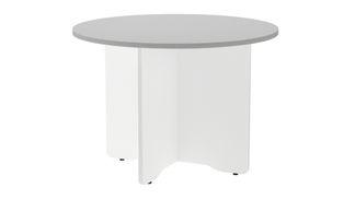 Mesa de reuniones redonda 120cm de diametro altura 72cm color: pata blanca  tablero gr
