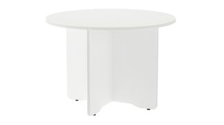 Mesa de reuniones redonda 120cm de diametro altura 72cm. color: pata blanca  tablero b