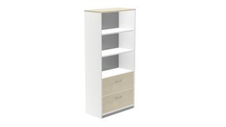 Armario alto carpetero 195x90x45 estructura blanca frontales haya