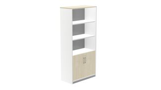 Armario alto con puertas bajas 195x90x45 estructura blanca puertas haya