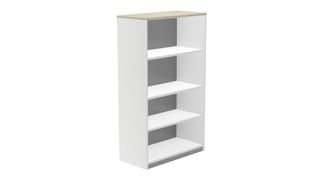 Armario estanteria medio sin puertas 156x90x45 estructura blanca tapa haya