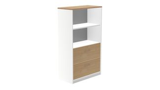 Armario medio carpetero 156x90x45 estructura blanca frontales roble