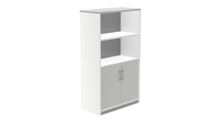 Armario medio con puertas bajas 156x90x45 estructura blanca puertas gris