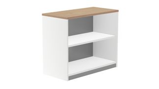 Armario estanteria bajo sin puertas 78x90x45 estructura blanca tapa roble
