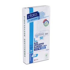 GPV - 50 Enveloppes DL 110 x 220 mm - 90 gr - fenêtre 45x100 mm - blanc - bande adhésive - bloc détachable