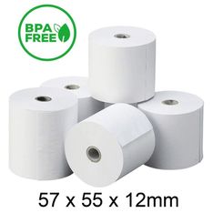 10 rollos termicos sin bpa 57x55x12mm