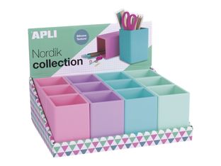Apli Nordik Collection pot à crayons - 7 x 7 x 9.5 cm - silicone - bleu, violet, vert, rose