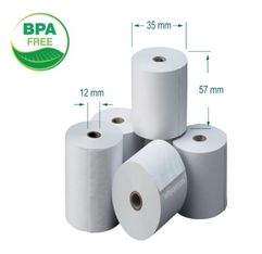 Fabrisa - 10 Rollos de papel térmico - Sin BPA - 57x35x12mm