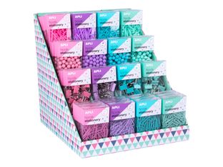 APLI Nordik - Boîte d'accessoires de papeterie - pinces à clip, trombones, punaises ou élastiques - couleurs assorties