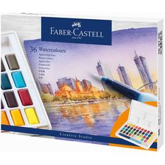 Faber-Castell Creative Studio - 36 demi-godets de peinture aquarellable - couleurs assorties
