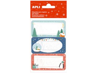 Apli kids - 9 étiquettes cadeau - 73 x 35 mm - sapin de Noël