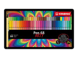 STABILO Pen 68 ARTY - Crayon-feutre - couleurs assorties - encre à l'eau - 1 mm - moyen (pack de 66)