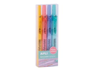 Apli Agipa - Pack de 4 surligneurs pastels rétractables - couleurs assorties