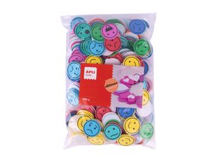 APLI kids - Adhésif décoratif - 500 pièces - Maxi - 3,5 cm de diamètre - jaune, bleu, orange, rouge, rose, vert, gris-bleu, bleu pastel, vin rouge, Vert émeraude