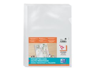 Oxford - 10 Pochettes coin - A4 - pour 25 feuilles - 15/100 - incolore