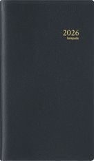 Agenda de poche spiralé Genova Interplan - 1 semaine sur 2 pages - 8,9 x 16 cm - noir - Brepols