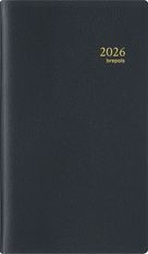 Agenda de poche spiralé Genova Notaplan - 1 semaine sur 2 pages - 9 x 16 cm - noir - Brepols