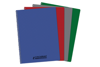 Conquérant Classique - Cahier à spirale A4 (21x29,7cm) - 180 pages - petits carreaux (5x5mm) - disponible dans différentes couleurs
