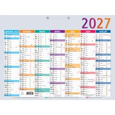 Calendrier Multicolore - 7 mois par face - 43 x 33,5 cm - Exacompta