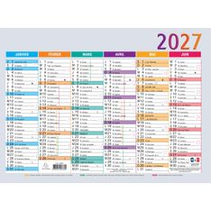 Calendrier Multicolore - 6 mois par face - 29,5 x 22 cm - Exacompta
