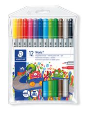 STAEDTLER Noris Club 320 - Rotulador con punta de fibra de punta doble - colores surtidos - tinta al agua - 3 mm / 1 mm - fino / fino (paquete de 12)