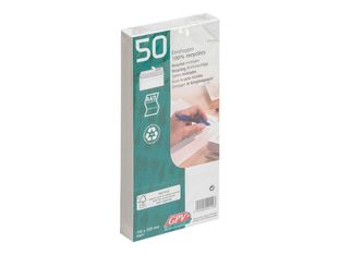 GPV Green - 50 Enveloppes recyclées DL 110 x 220 mm - 80 gr - sans fenêtre - bande auto-adhésive